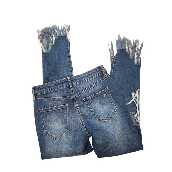 William Rast By Justin Timberlake & Trace Ayala Fringed Ankle Ripped Jeans Sz 25 - Picture 5 of 5